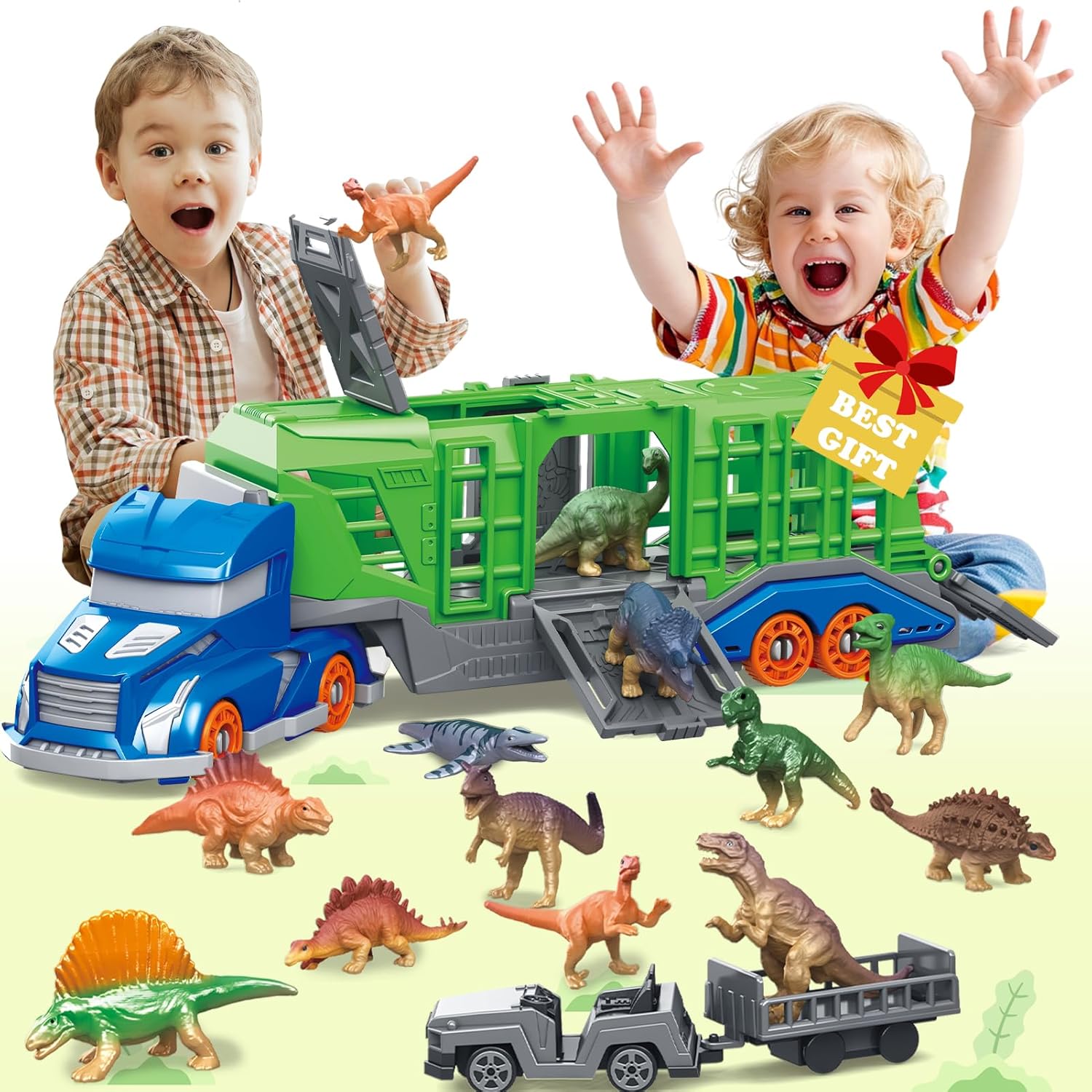 Dinosaur Figurine Set - 공룡 동물 운송 차량 장난감 세트에는