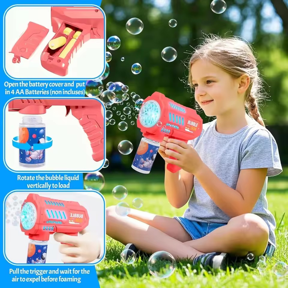 자동 버블 머신, 다중 구멍 버블 블로워, 버블 용액  - Kids Toys Packaging 리뷰 및 가격